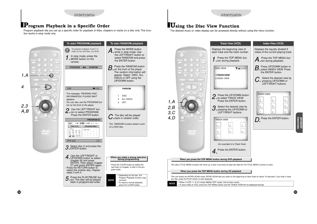 Samsung DVD-C700 manual Program Playback in a Specific Order, Using the Disc View Function 