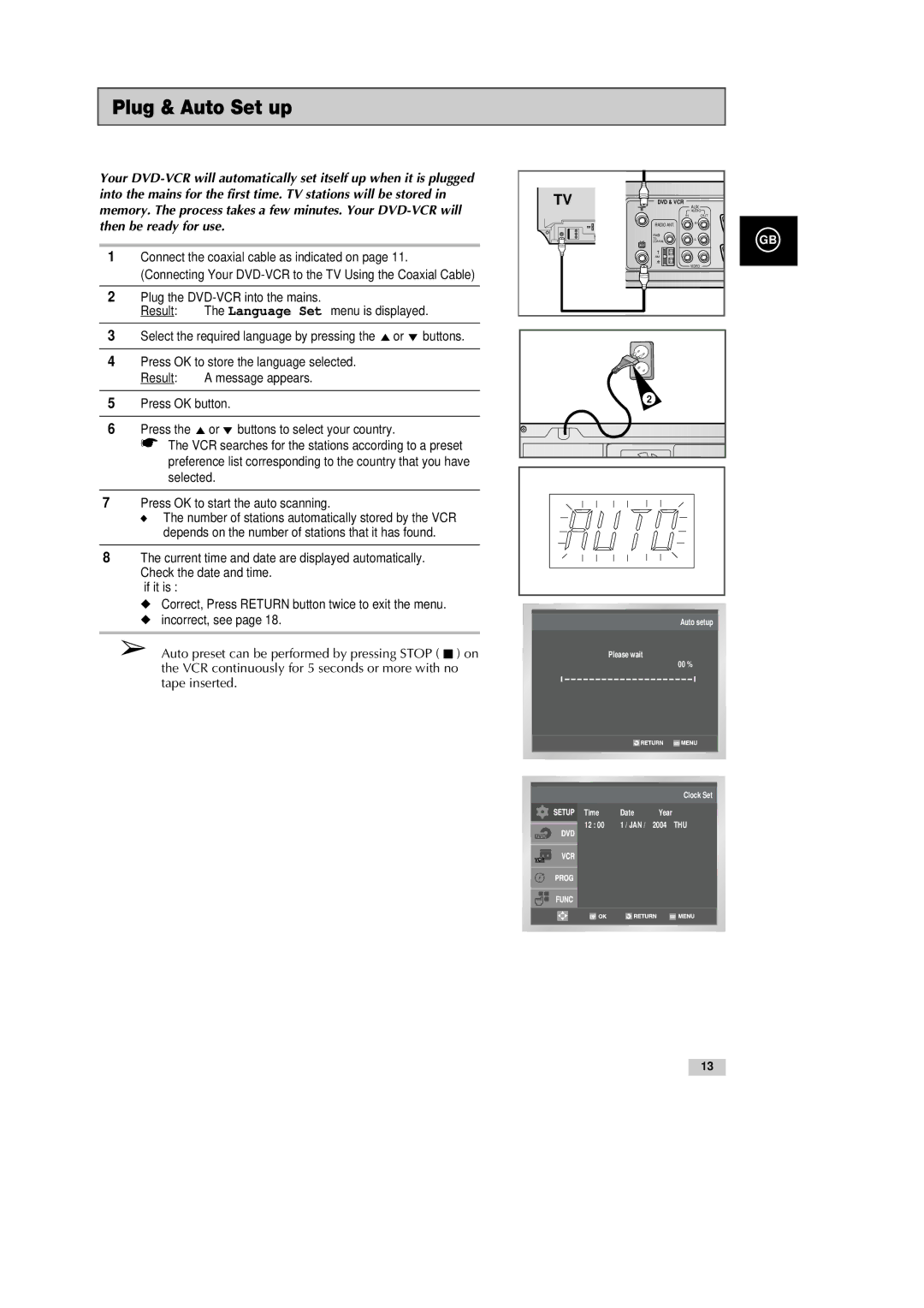 Samsung DVD-CM500H/XEF manual Plug & Auto Set up 