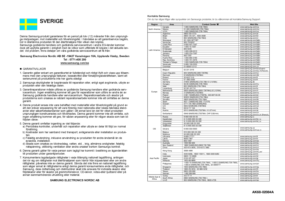 Samsung DVD-D360/XE manual Sverige 