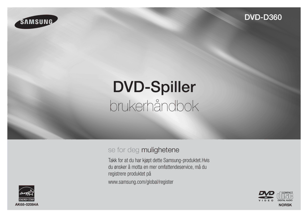 Samsung DVD-D360/XE manual DVD-Spiller brukerhåndbok 