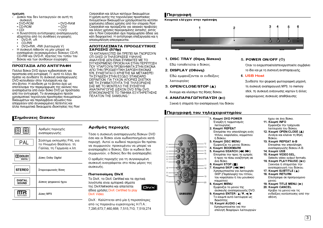 Samsung DVD-D360/XE, DVD-D360/XN, DVD-D360/EN manual ¶Âúèáú∙Ê‹ Ùô˘ Ùëïâˉâèúèûùëú›Ô˘ Ëì¿Óûâè̃ ‰›Ûîô˘, ∞ÚÈıÌ̃ ÂÚÈÔˉ‹̃ 