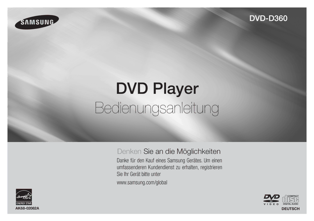 Samsung DVD-D360/EN, DVD-D360/XN, DVD-D360/ZF, DVD-D360/XE manual DVD Player Bedienungsanleitung 