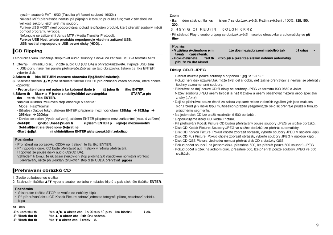 Samsung DVD-D360/EN, DVD-D360/XN, DVD-D360/ZF, DVD-D360/XE manual CD Ripping, ehrávání obrázkÛ CD 