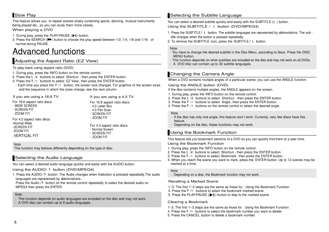 Samsung DVD-D360/XN, DVD-D360/EN, DVD-D360/ZF manual Advanced functions 