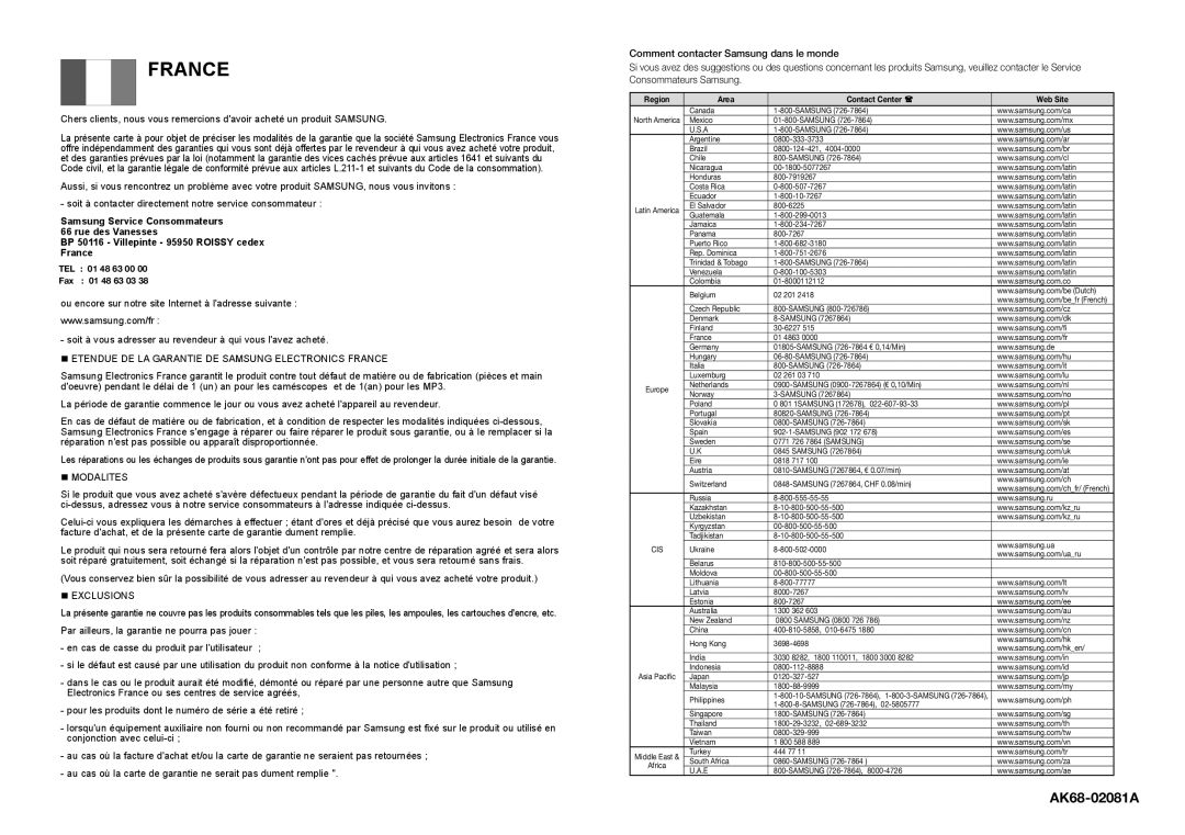 Samsung DVD-D360/ZF manual France 