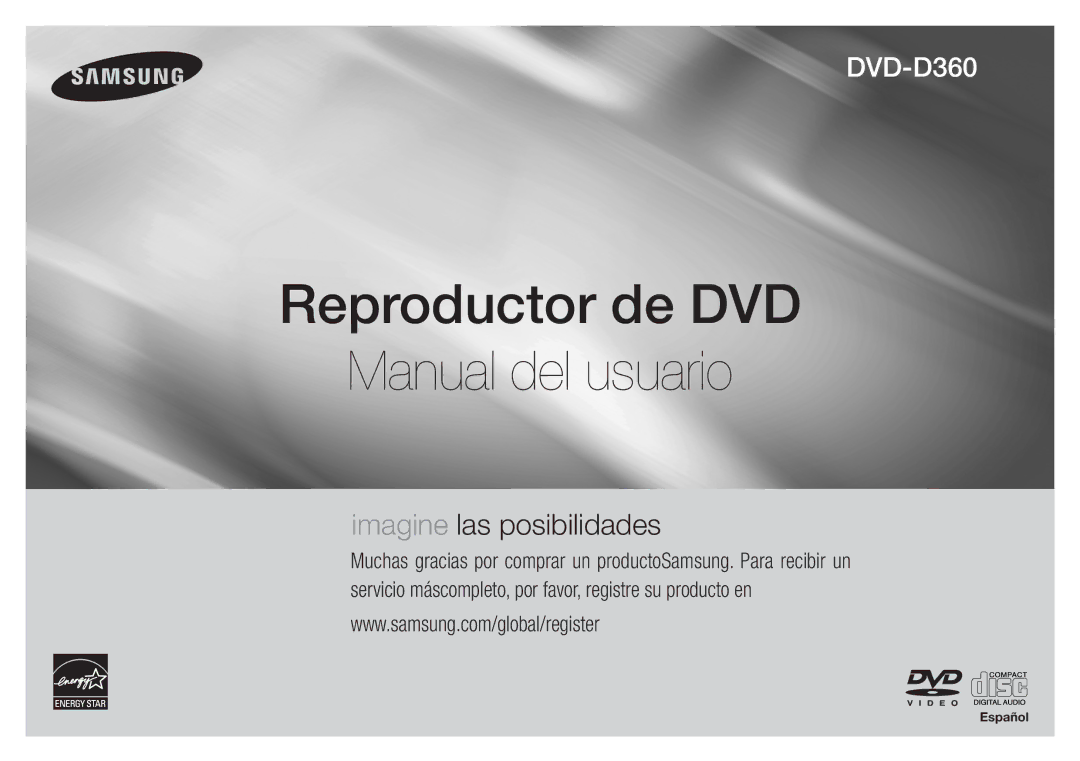 Samsung DVD-D360/ZF manual Reproductor de DVD Manual del usuario, Español 