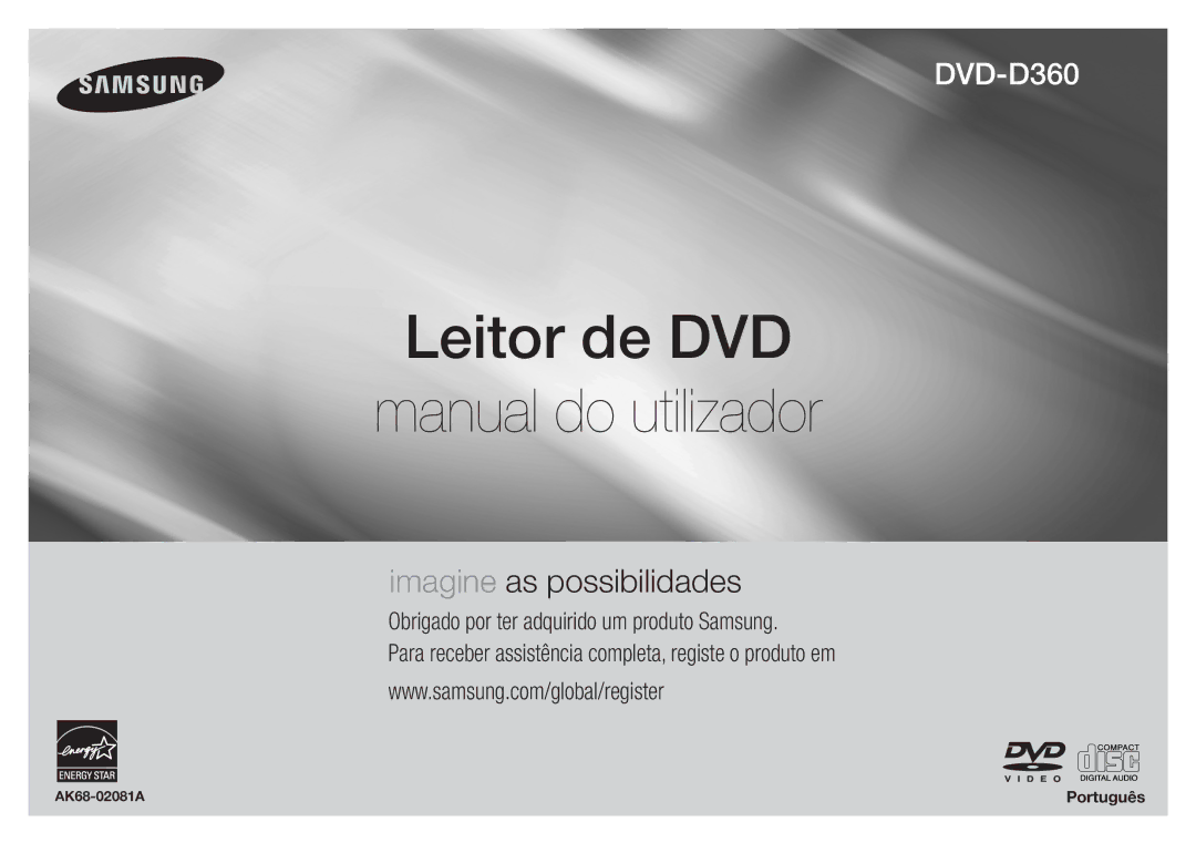 Samsung DVD-D360/ZF manual Leitor de DVD Manual do utilizador 