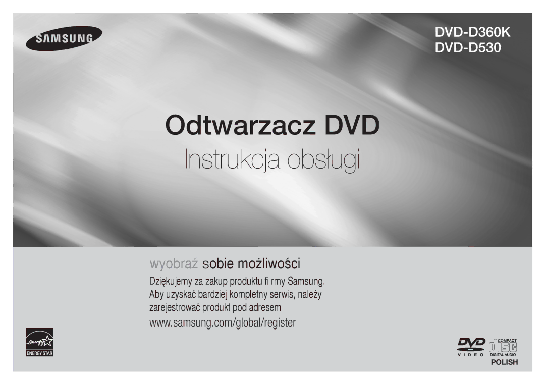 Samsung DVD-D360/XN, DVD-D530/EN, DVD-D530/XN, DVD-D360/EN, DVD-D530/ZV, DVD-D360/ZF manual Odtwarzacz DVD Instrukcja obsługi 