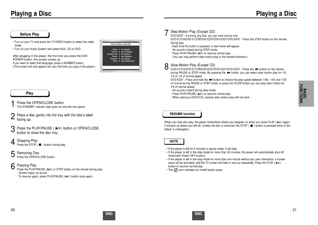 Samsung DVD-E137A/FES manual Playing a Disc, Before Play 