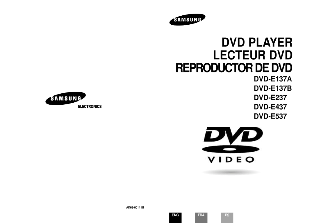 Samsung DVD-E137B/AFR manual DVD Player Lecteur DVD Reproductor DE DVD, AK68-00141U 