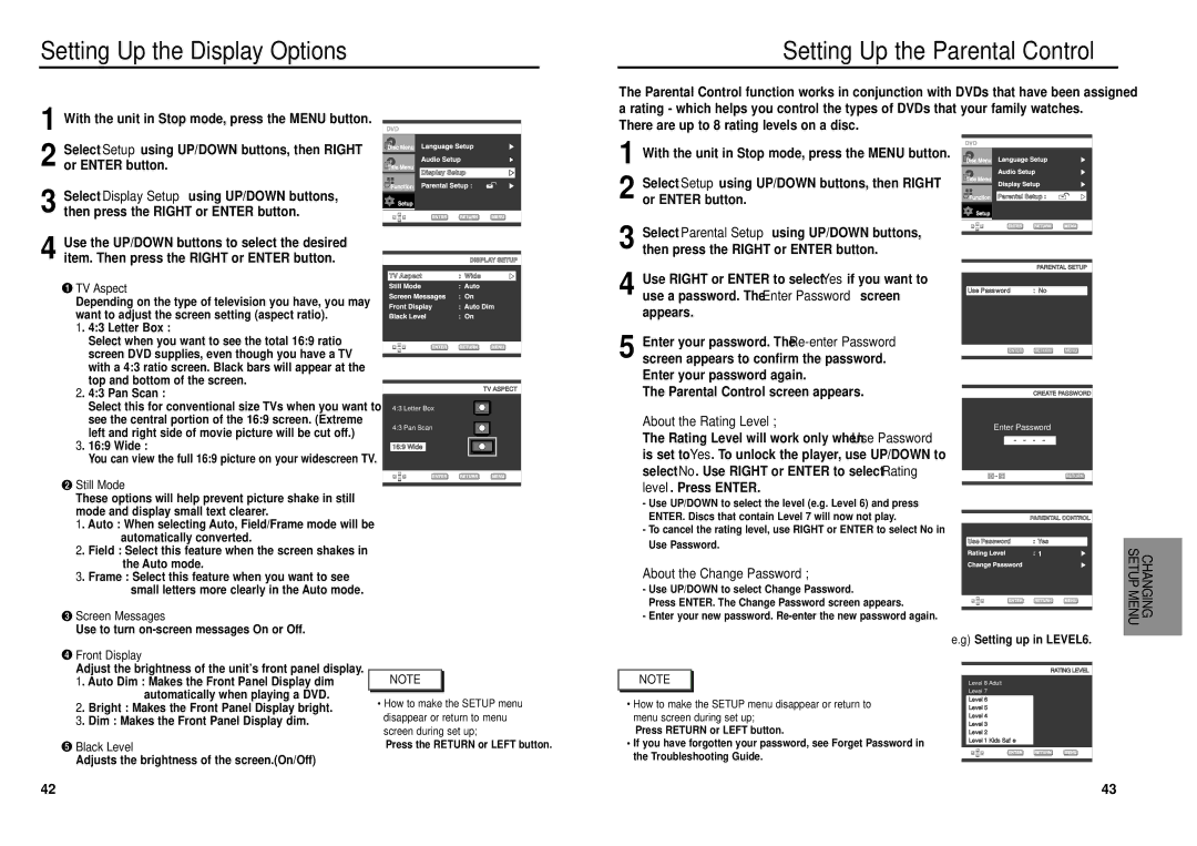 Samsung DVD-E139, DVD-P239 manual About the Rating Level, About the Change Password 