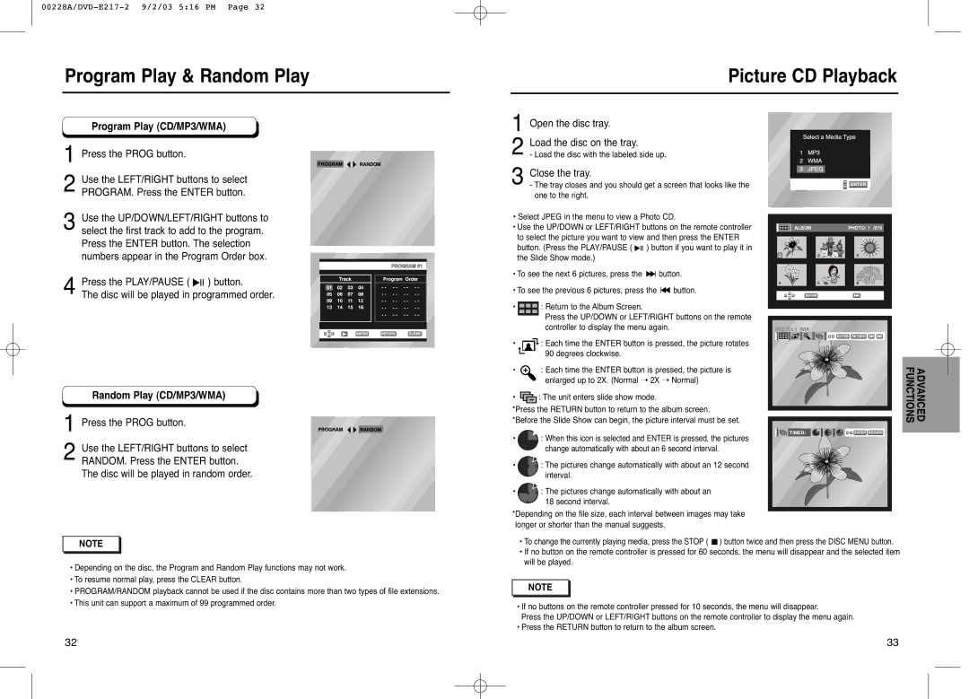 Samsung DVD-1011, DVD-E217, DVD-E317 manual Picture CD Playback, Open the disc tray Load the disc on the tray, Close the tray 