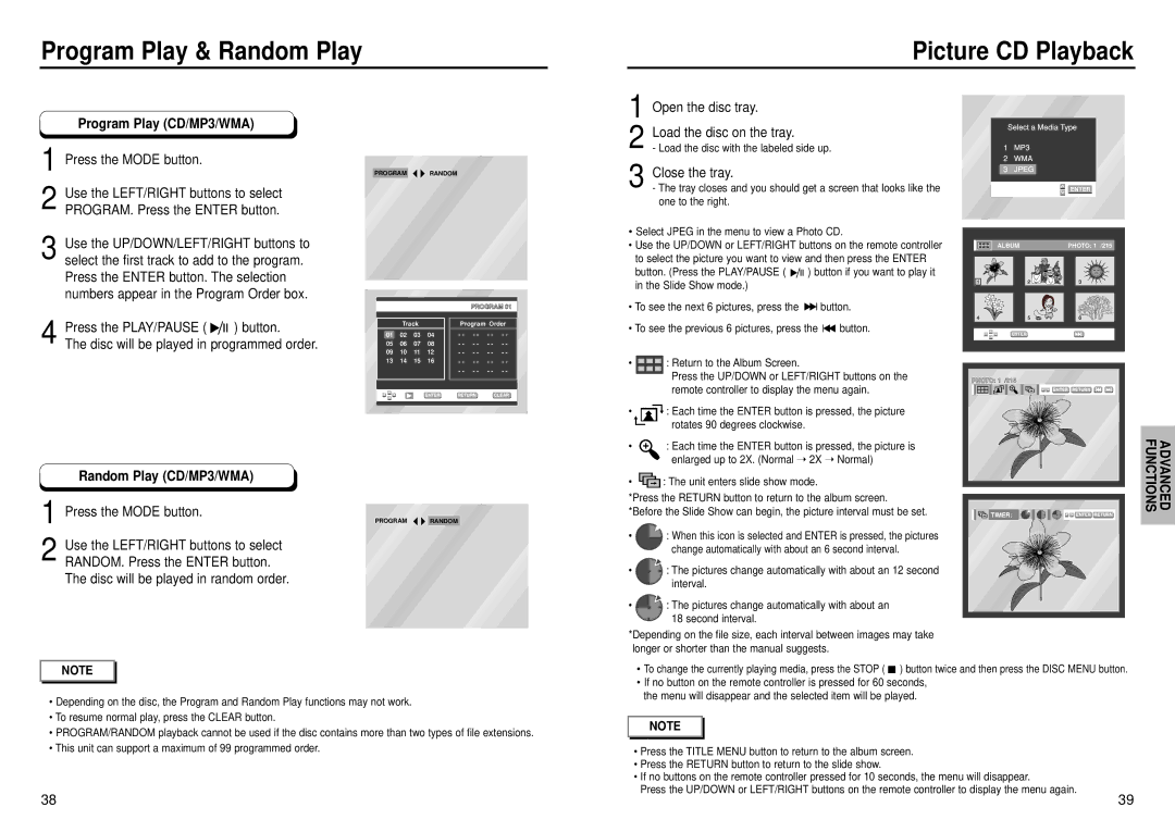 Samsung DVD-E232, DVD-E435, DVD-E335 manual Picture CD Playback, Open the disc tray Load the disc on the tray, Close the tray 