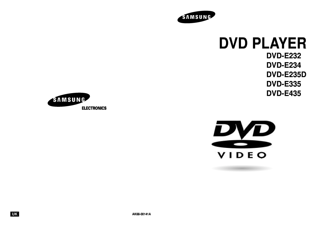 Samsung manual Dvd Player, DVD-E232 DVD-E234 DVD-E235D DVD-E335 DVD-E435, AK68-00141A 