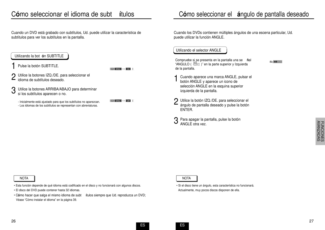 Samsung DVD-E232A/XEC manual Có mo seleccionar el idioma de subtítulos, Utilizando la botó n Subtitle 