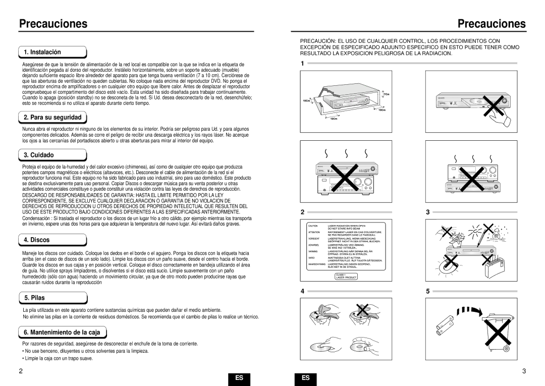 Samsung DVD-E232A/XEC manual Precauciones 