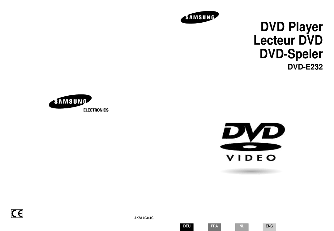 Samsung DVD-E232A/XEL manual DVD Player Lecteur DVD DVD-Speler, AK68-00341G 