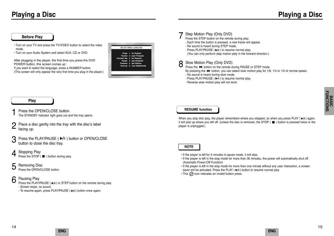 Samsung DVD-E232A/XEL manual Playing a Disc 