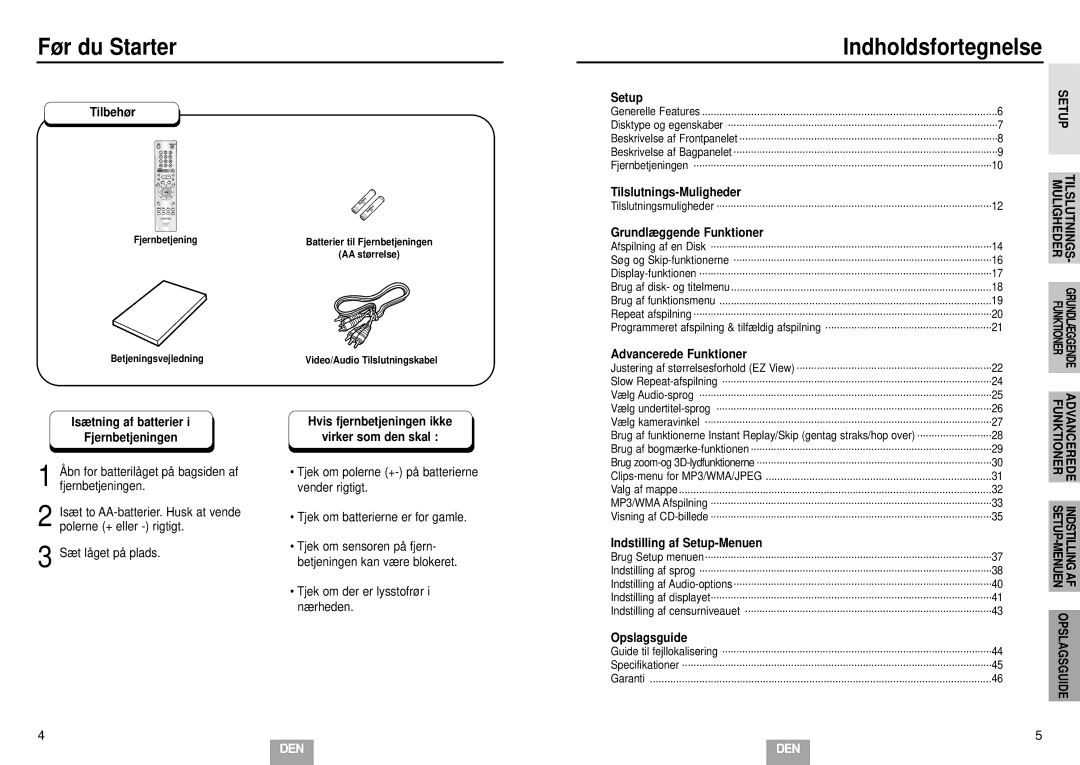 Samsung DVD-E232A/XEL manual Før du Starter 