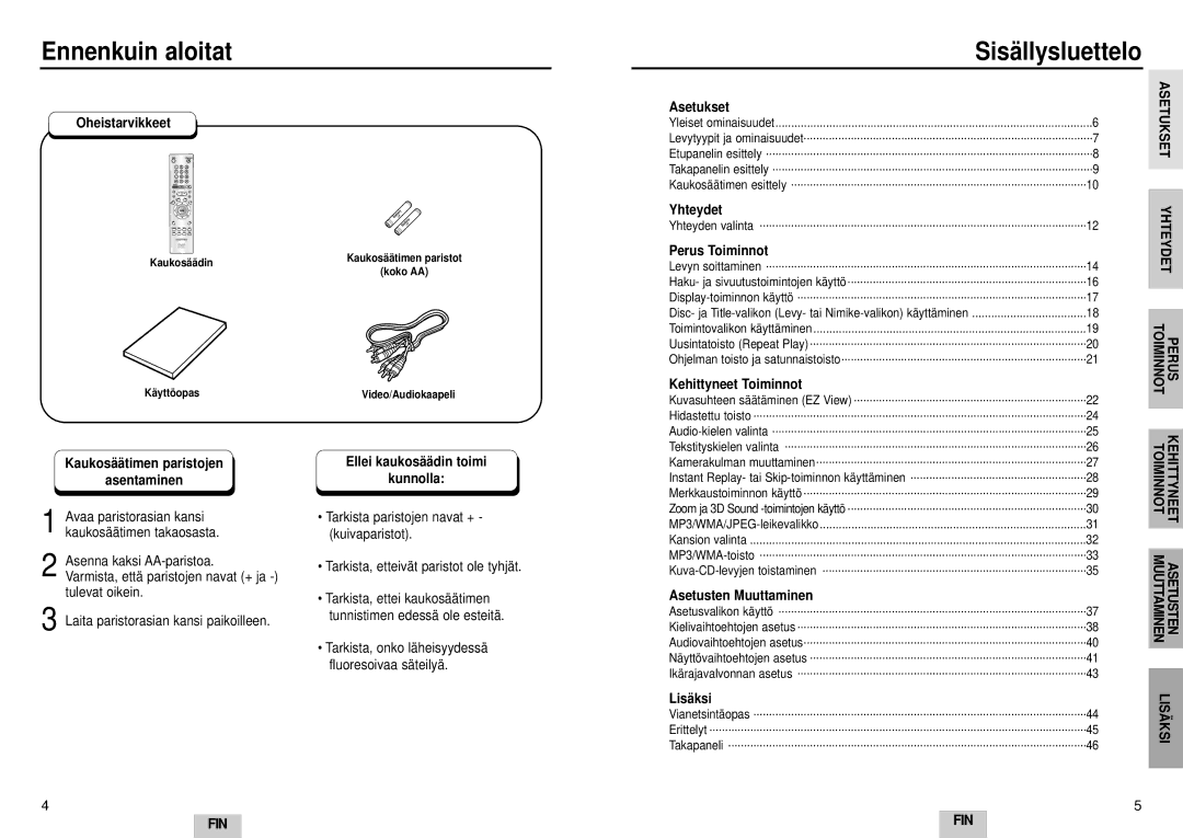 Samsung DVD-E232A/XEL manual Ennenkuin aloitat 