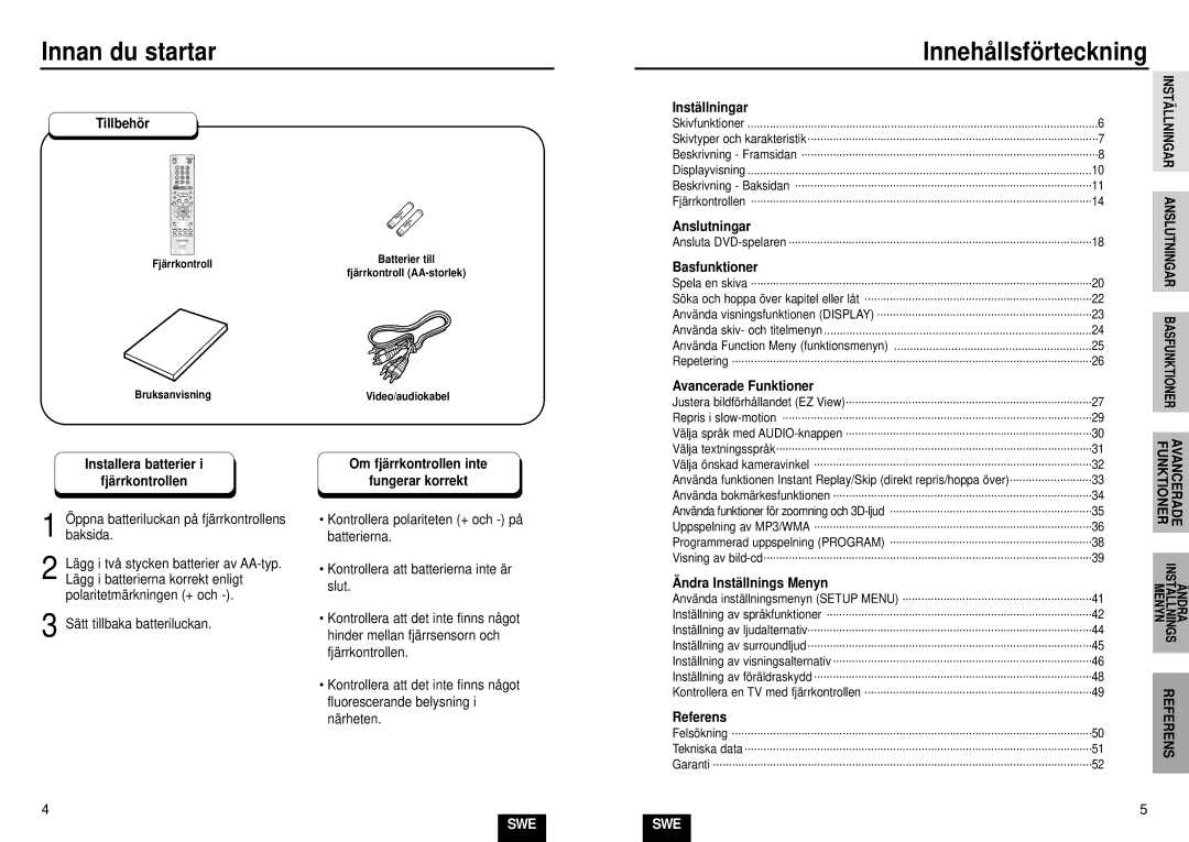 Samsung DVD-E232/XEE manual Innan du startar 