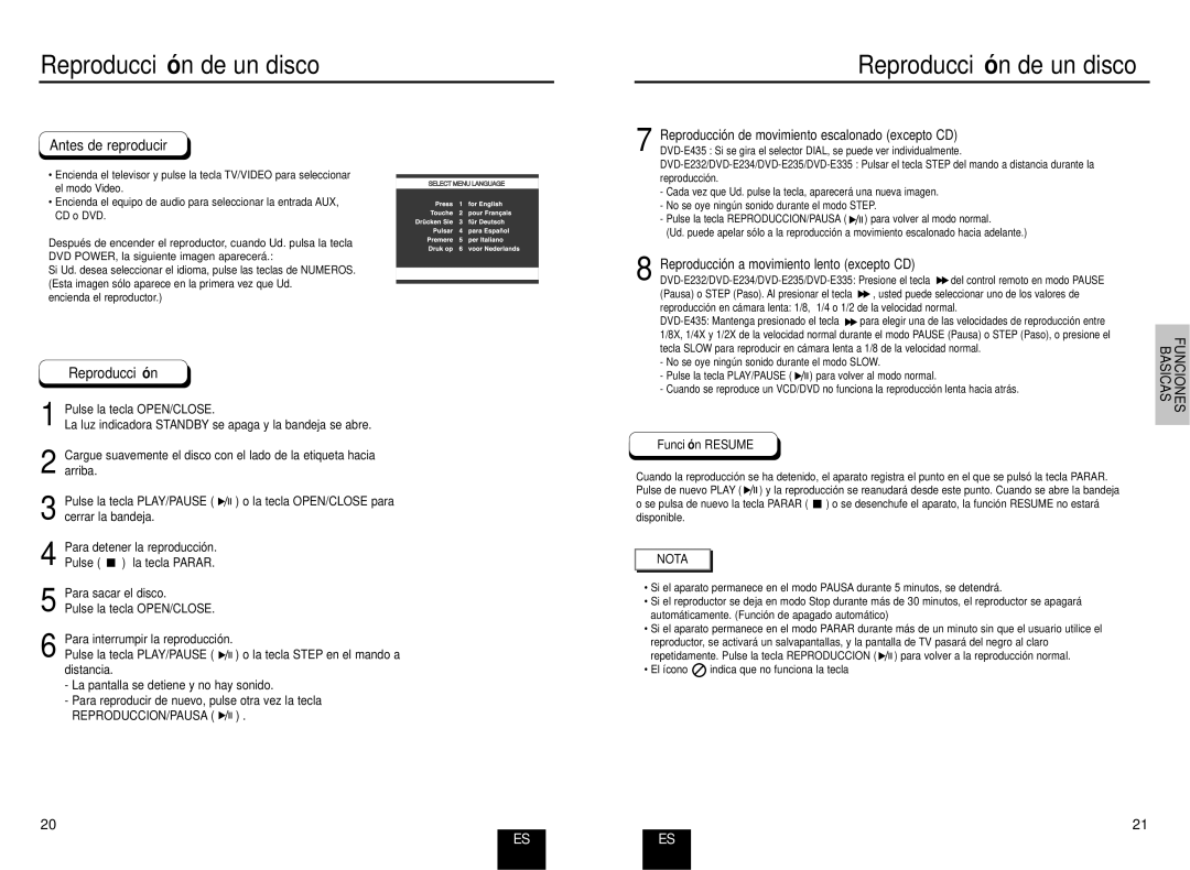 Samsung DVD-E234/XEC, DVD-E235/XEC, DVD-E435/XEC manual Reproducció n de un disco, Antes de reproducir 