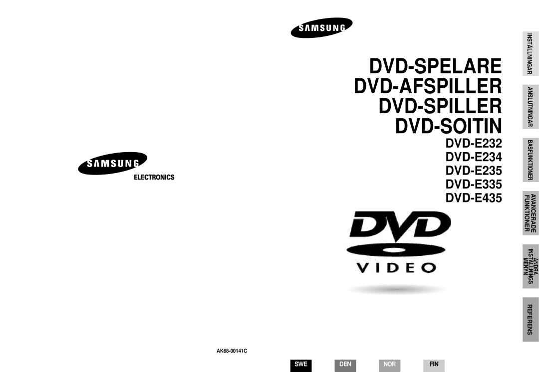 Samsung DVD-E235/XEE manual Dvd-Spelare Dvd-Afspiller Dvd-Spiller Dvd-Soitin, AK68-00141C 