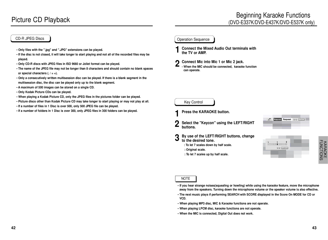 Samsung DVD-E237 manual CD-R Jpeg Discs, Operation Sequence, Key Control 