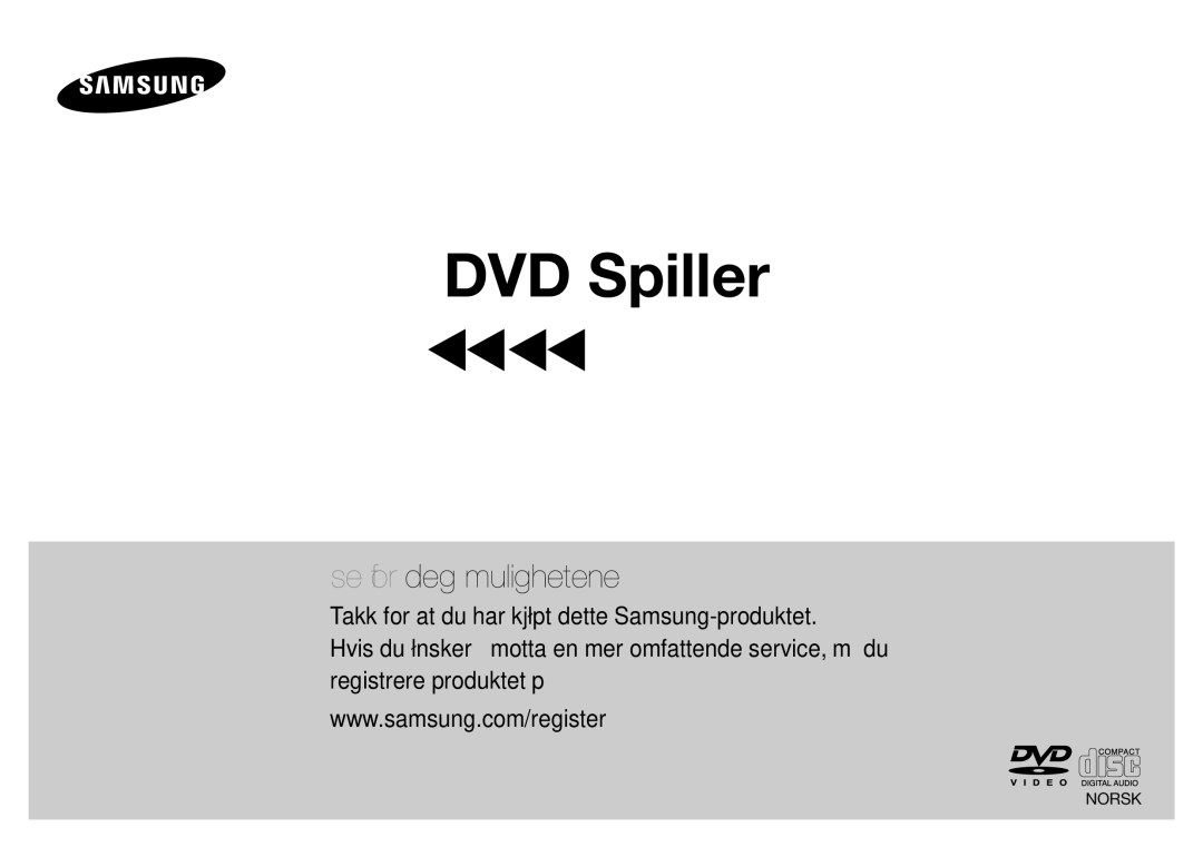 Samsung DVD-E350/XE, DVD-D530/XE, DVD-E360/XE manual DVD Spiller Brukerhåndbok, Norsk 