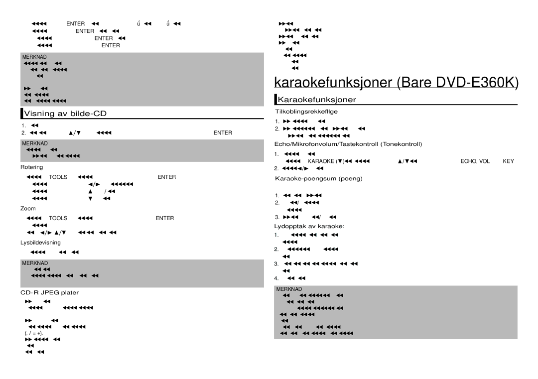 Samsung DVD-E350/XE, DVD-D530/XE, DVD-E360/XE manual Visning av bilde-CD, Karaokefunksjoner 