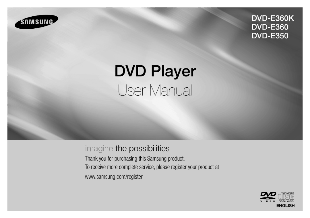 Samsung DVD-E360/EN, DVD-E360/ZF, DVD-E350/ZF, DVD-E350/XN, DVD-E350/EN, DVD-E360/XN manual DVD Player 