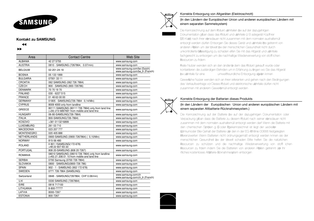 Samsung DVD-E350/ZF, DVD-E360/ZF, DVD-E360/EN, DVD-E350/XN, DVD-E350/EN, DVD-E360/XN manual Albania 