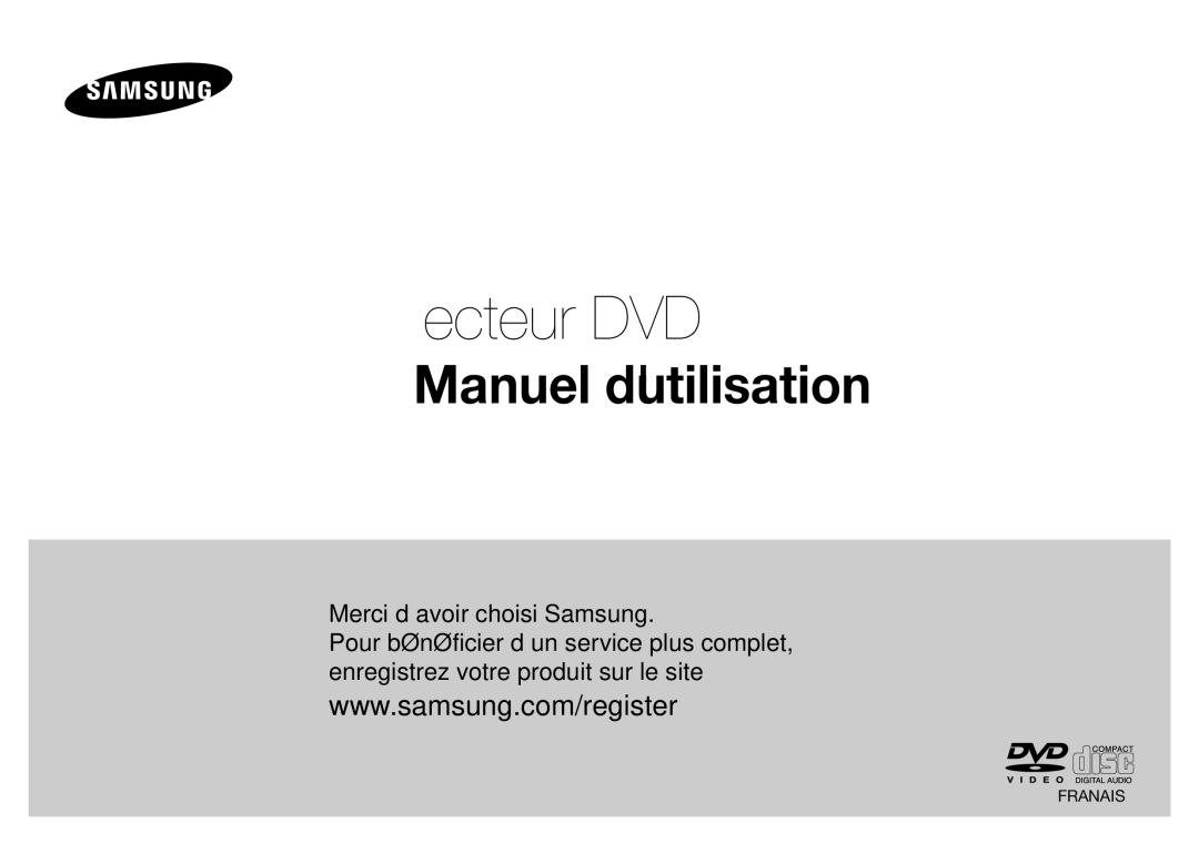 Samsung DVD-E350/XN, DVD-E360/ZF, DVD-E360/EN, DVD-E350/ZF, DVD-E350/EN, DVD-E360/XN manual Lecteur DVD 