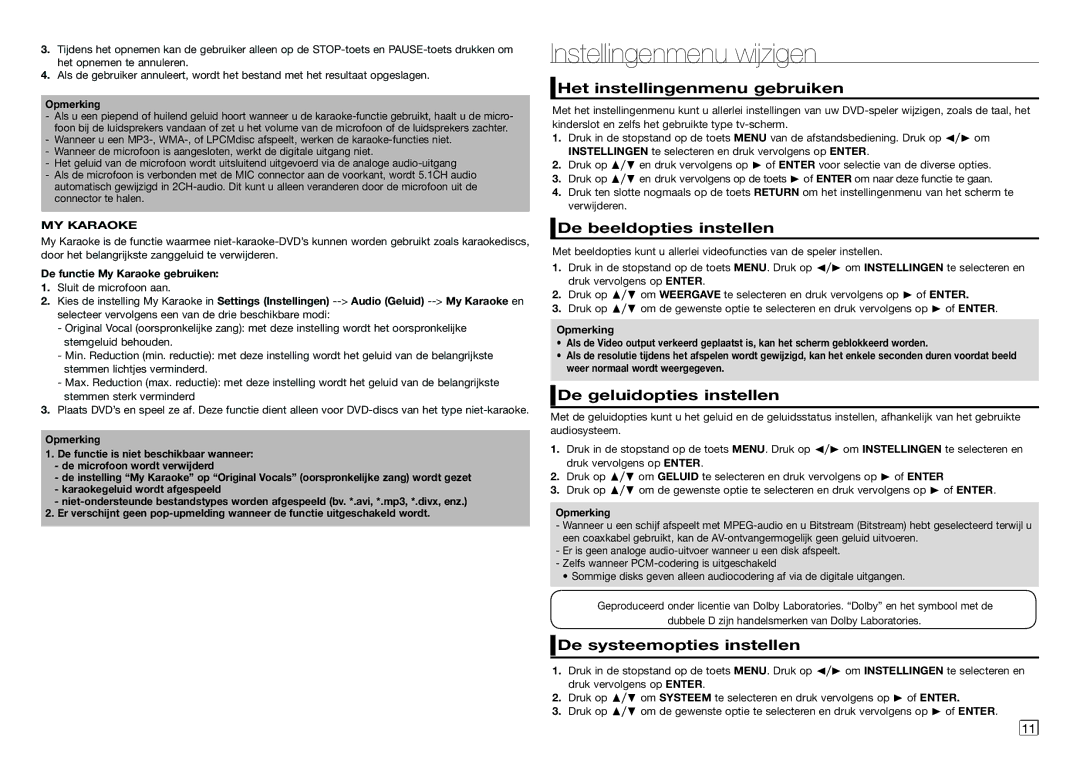 Samsung DVD-E360/XN, DVD-E360/ZF manual Instellingenmenu wijzigen, Het instellingenmenu gebruiken, De beeldopties instellen 