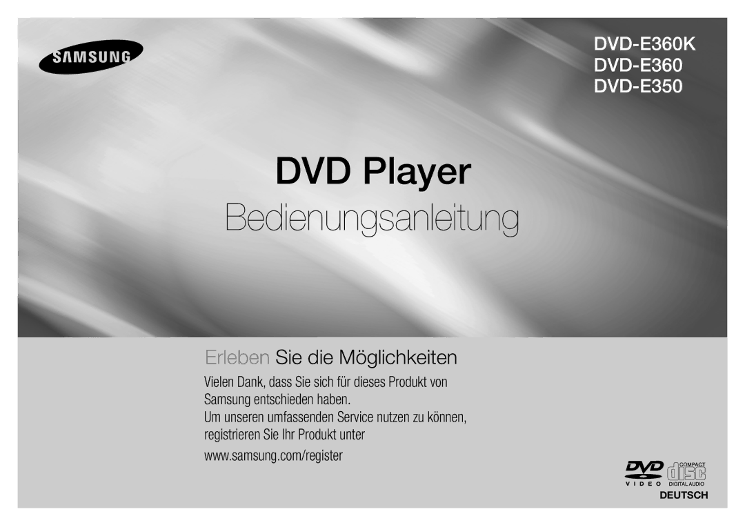 Samsung DVD-E350/XN, DVD-E360/ZF, DVD-E360/EN, DVD-E350/ZF, DVD-E350/EN, DVD-E360/XN DVD Player Bedienungsanleitung, Deutsch 