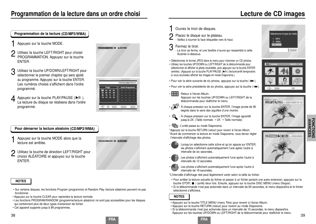 Samsung DVD-E235/XEL, DVD-E435/XEL manual Lecture de CD images, Programmation de la lecture CD/MP3/WMA, Fermez le tiroir 