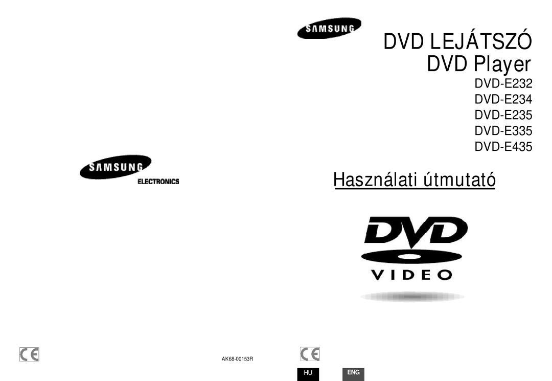 Samsung DVD-E234/XEL, DVD-E435/XEL, DVD-E335/XEL, DVD-E232/XEL, DVD-E235/XEL, DVD-E232/XET manual DVD Lejátszó, AK68-00153R 