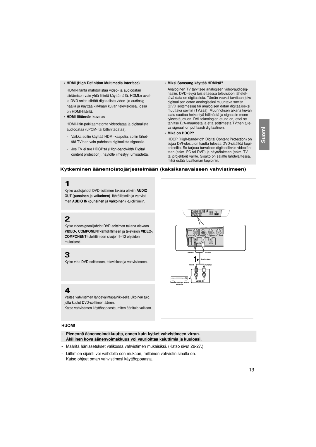 Samsung DVD-F1080/XEE, DVD-F1080W/XEE manual HDMI-liitännän kuvaus, Miksi Samsung käyttää HDMItä?, Mikä on HDCP? 