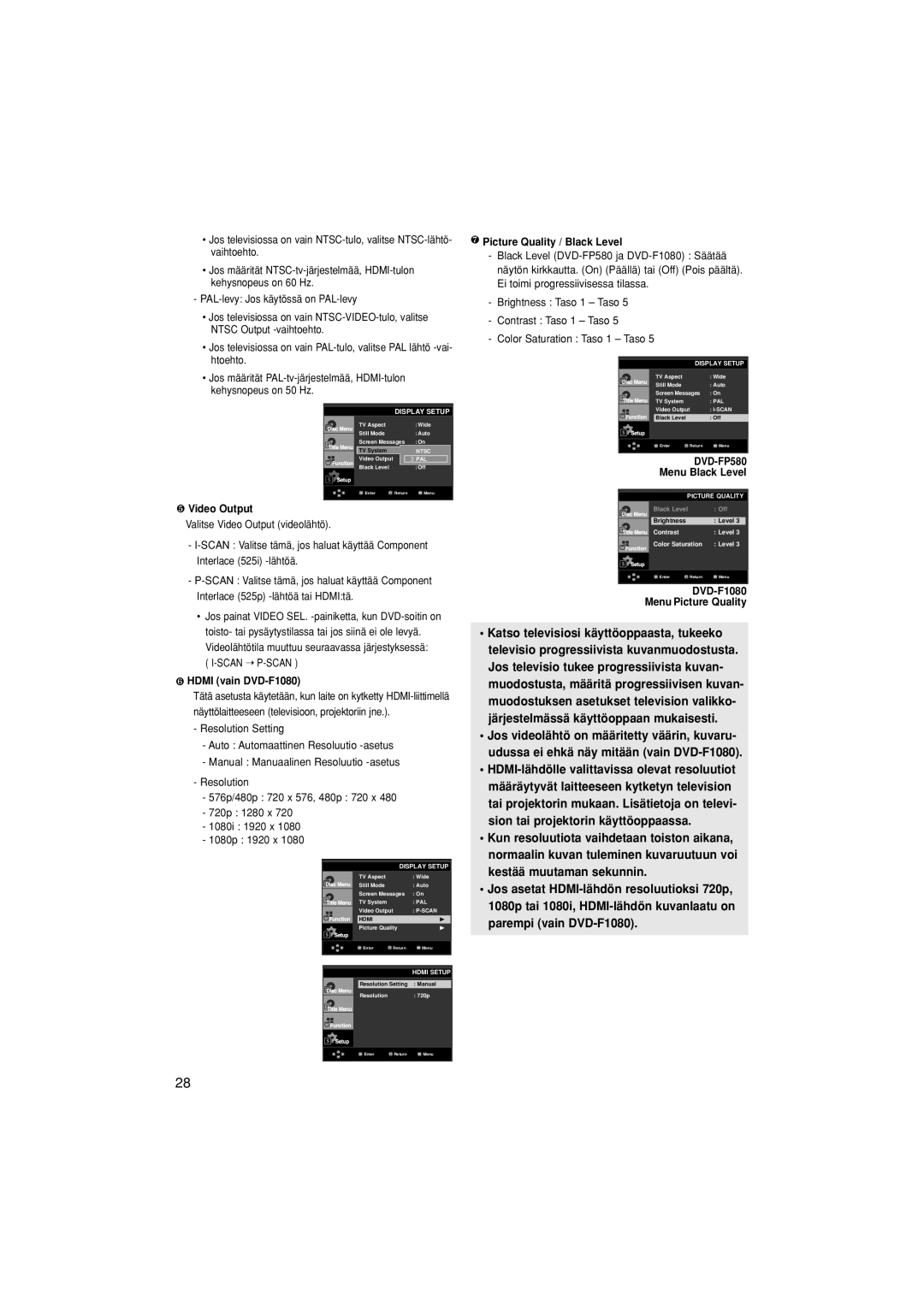 Samsung DVD-F1080W/XEE, DVD-F1080/XEE manual ❺ Video Output, ❻ Hdmi vain DVD-F1080 