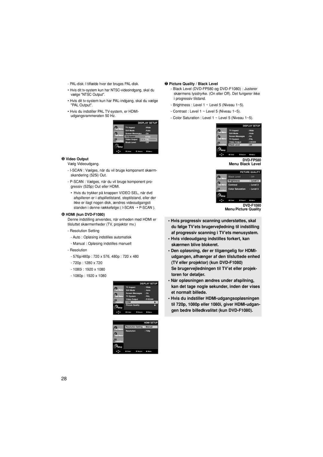 Samsung DVD-F1080/XEE, DVD-F1080W/XEE manual ❺ Video Output, ❻ Hdmi kun DVD-F1080 
