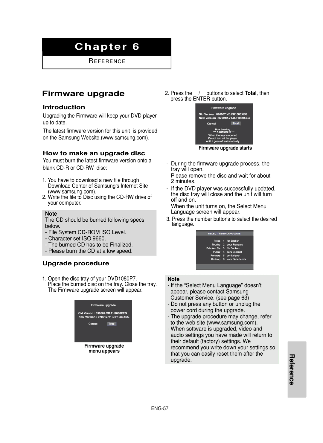 Samsung DVD-F1080, DVD-FP580 manual Firmware upgrade, Introduction, How to make an upgrade disc, Upgrade procedure 