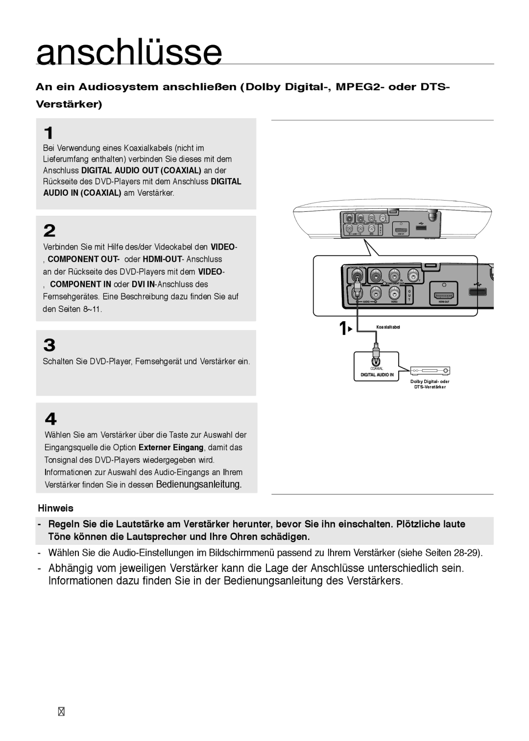 Samsung DVD-H1080/XET, DVD-H1080/EDC, DVD-H1080W/EDC, DVD-H1080W/XEE Verbinden Sie mit Hilfe des/der Videokabel den Video 