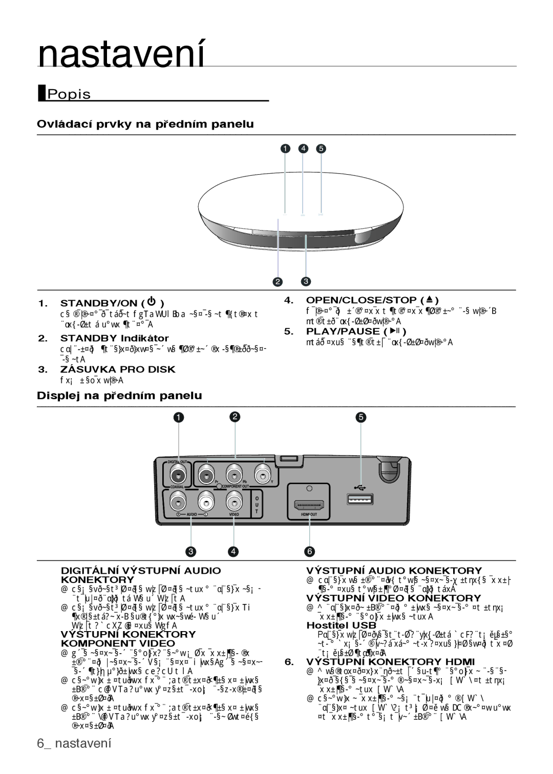 Samsung DVD-H1080W/XEE, DVD-H1080/EDC, DVD-H1080W/EDC Popis, Ovládací prvky na pedním panelu, Displej na pedním panelu 