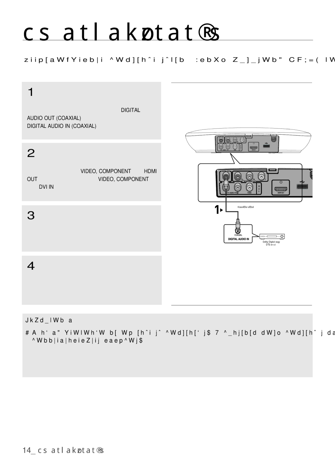 Samsung DVD-H1080/XET, DVD-H1080/EDC, DVD-H1080W/EDC manual Összekapcsolás hangerŒsítŒvel Dolby digital, MPEG2 vagy DTS 