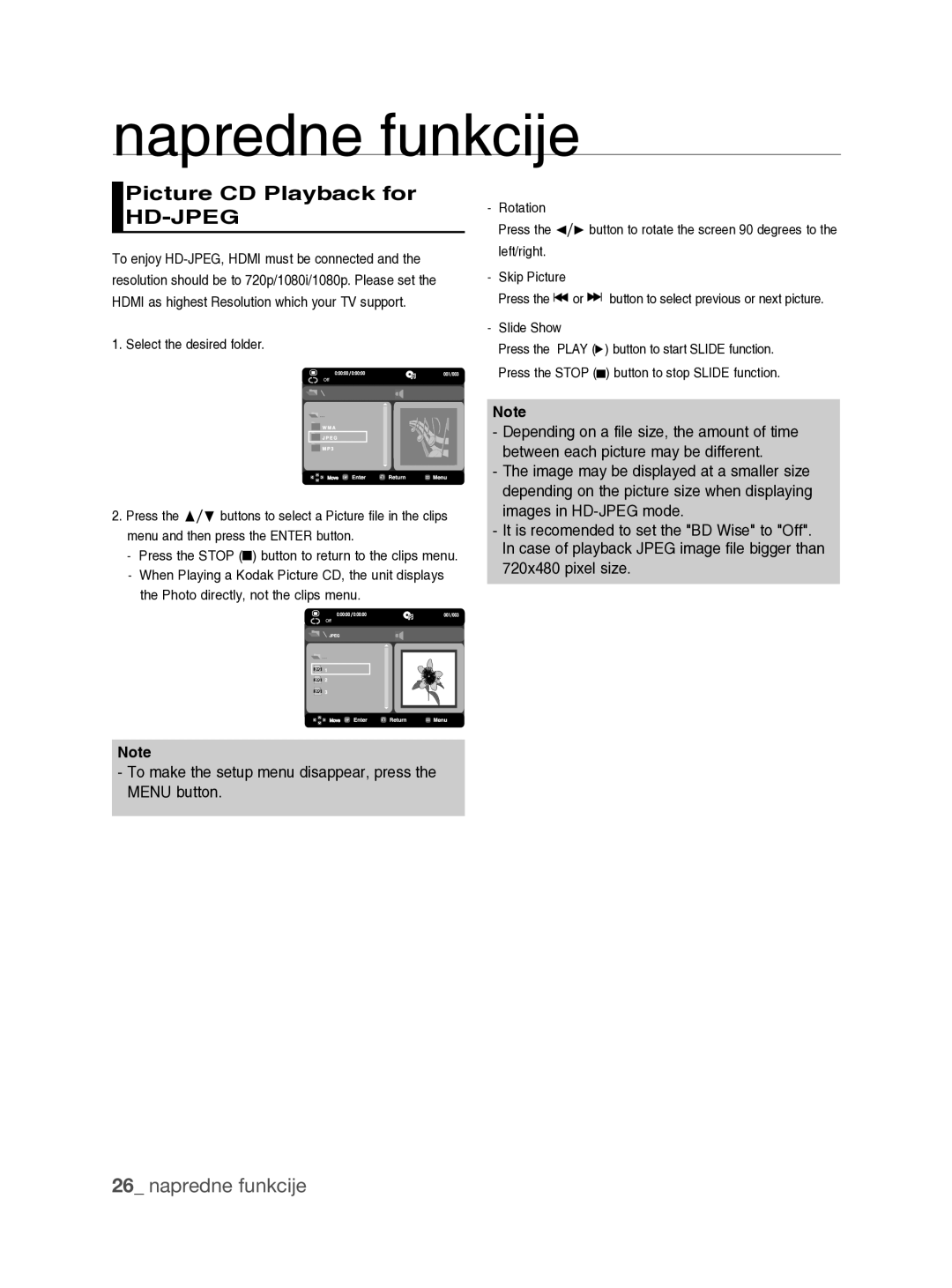 Samsung DVD-H1080W/XEE, DVD-H1080/EDC, DVD-H1080/XET manual Picture CD Playback for, Hd-Jpeg 