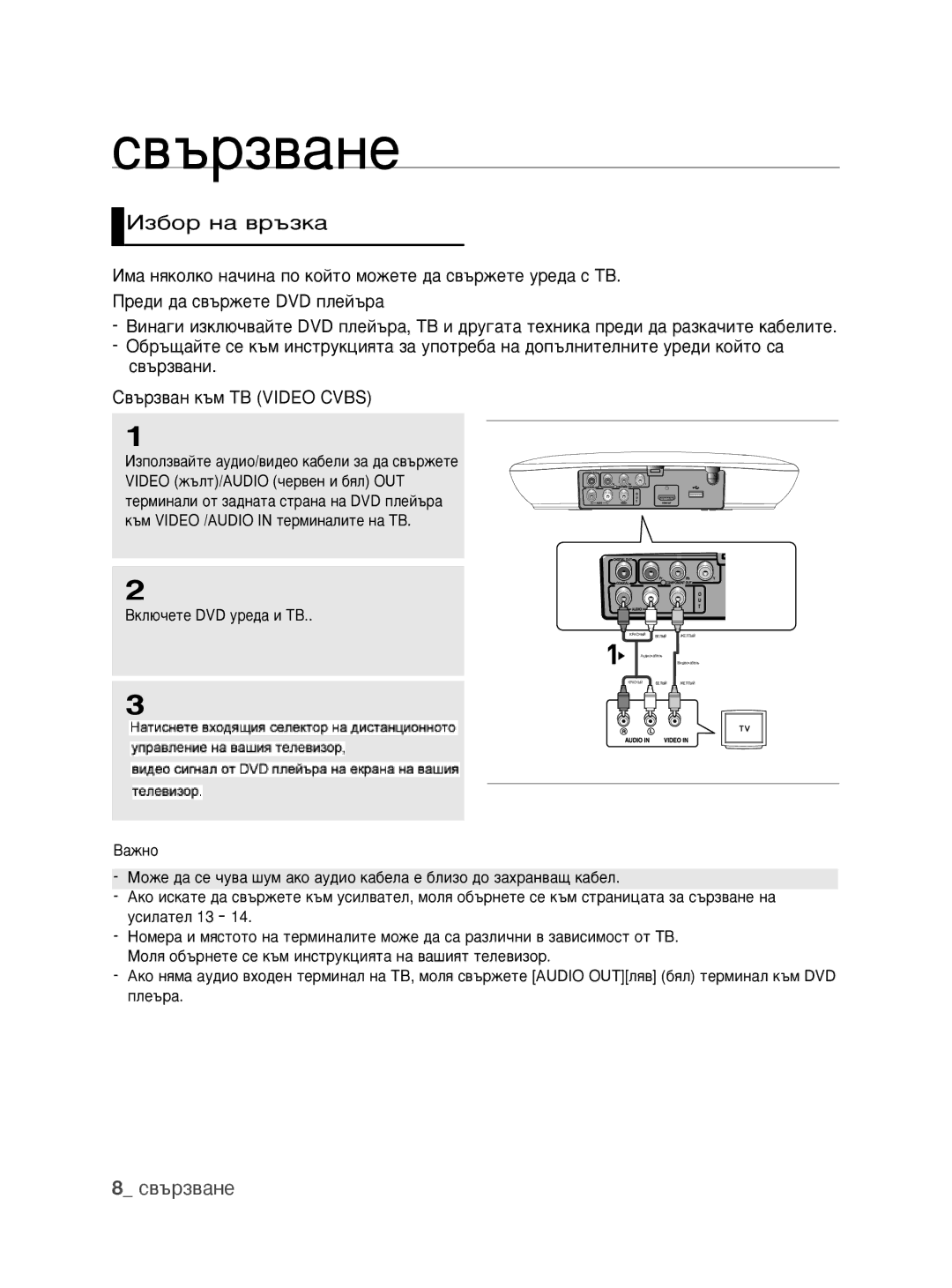 Samsung DVD-H1080/EDC manual Свързване, Àá·Ó Ì‡ ‚˙Áí‡,  свързване, ‡Êìó 