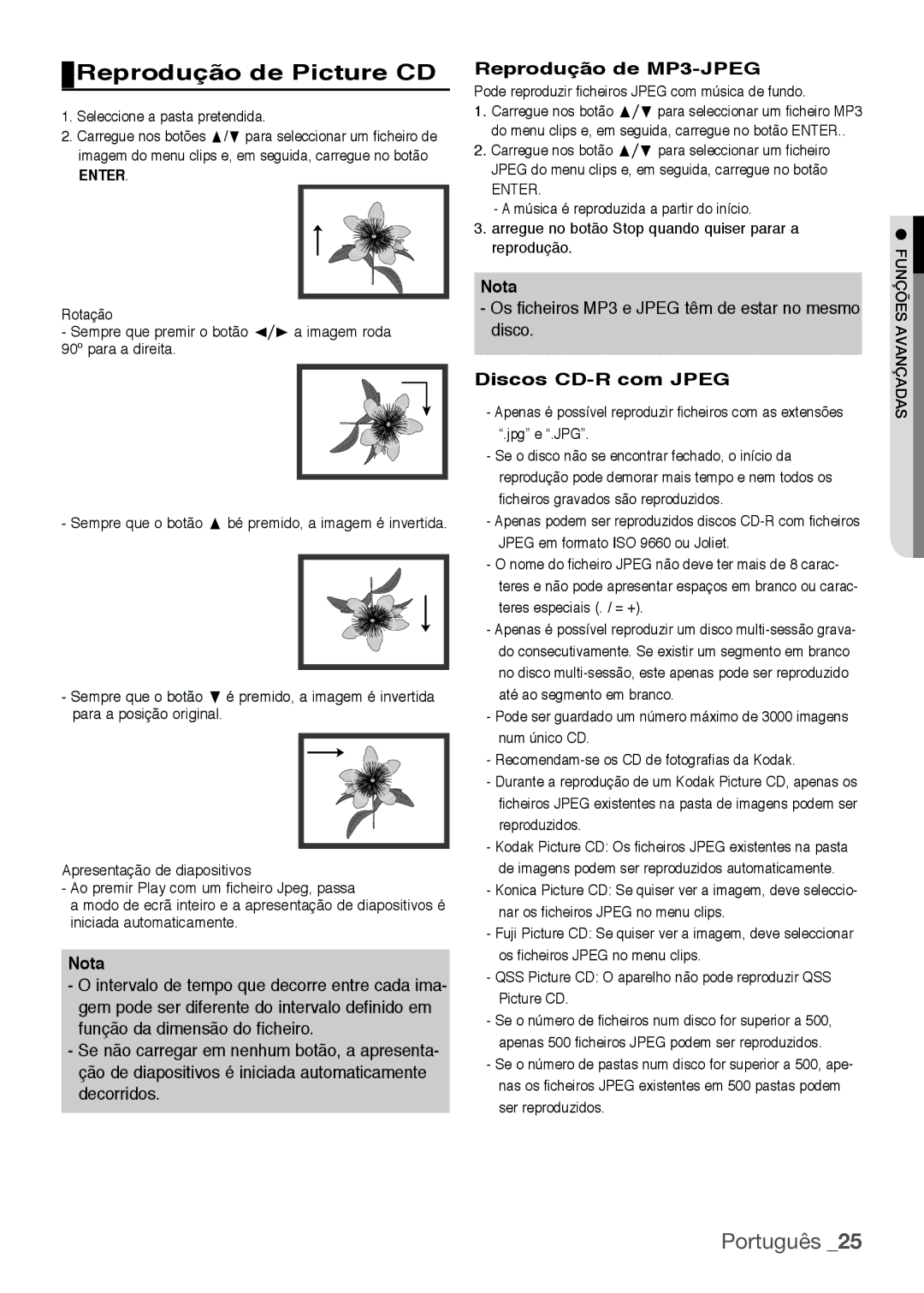 Samsung DVD-H1080/XEC, DVD-H1080R/XEC manual Reprodução de Picture CD, Reprodução de MP3-JPEG, Discos CD-R com Jpeg 