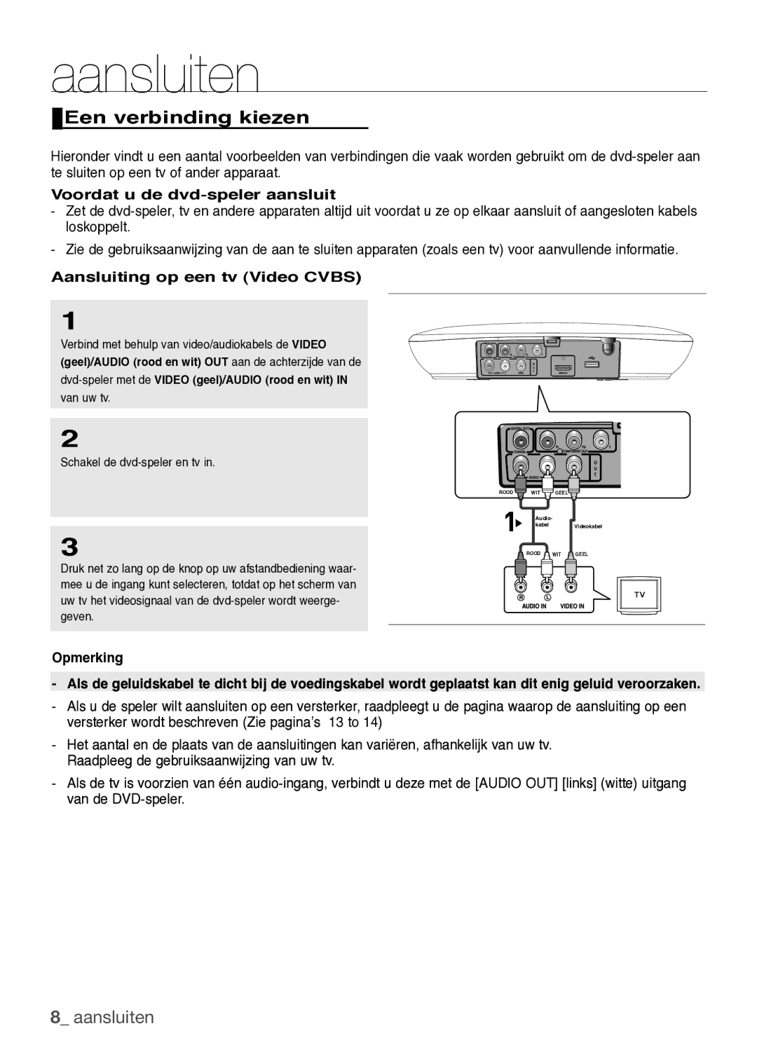 Samsung DVD-F1080W/XEL, DVD-H1080R/XEL Aansluiten, Een verbinding kiezen,  aansluiten, Voordat u de dvd-speler aansluit 