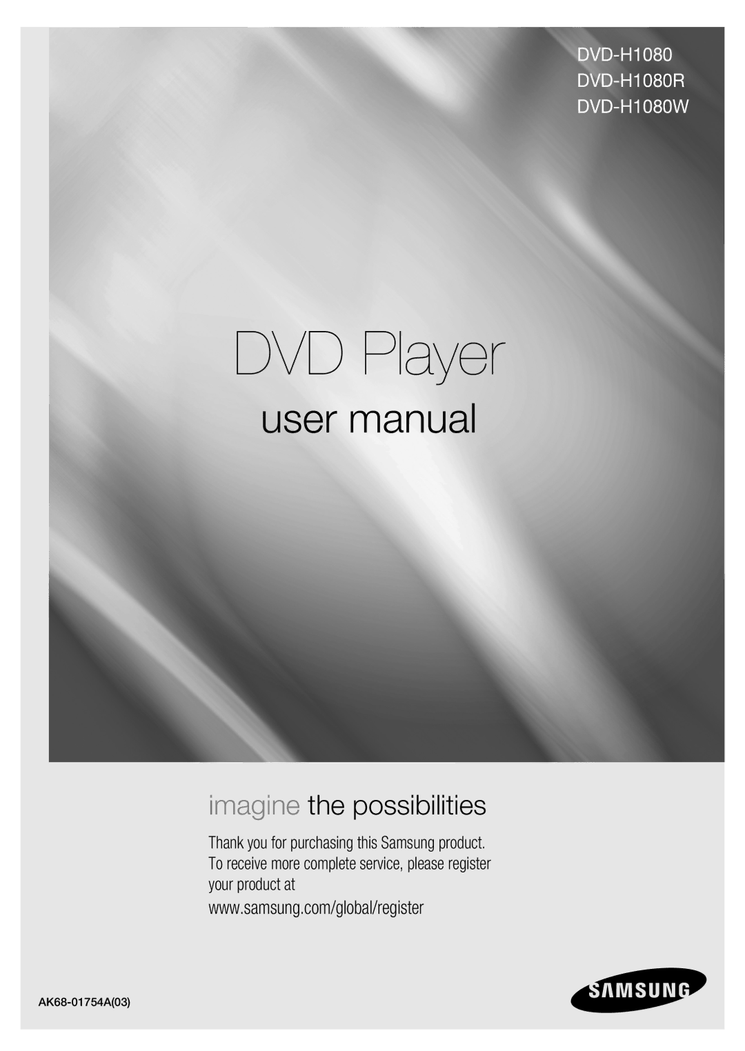 Samsung DVD-H1080W, DVD-H1080R, DVDH1080 user manual DVD Player 