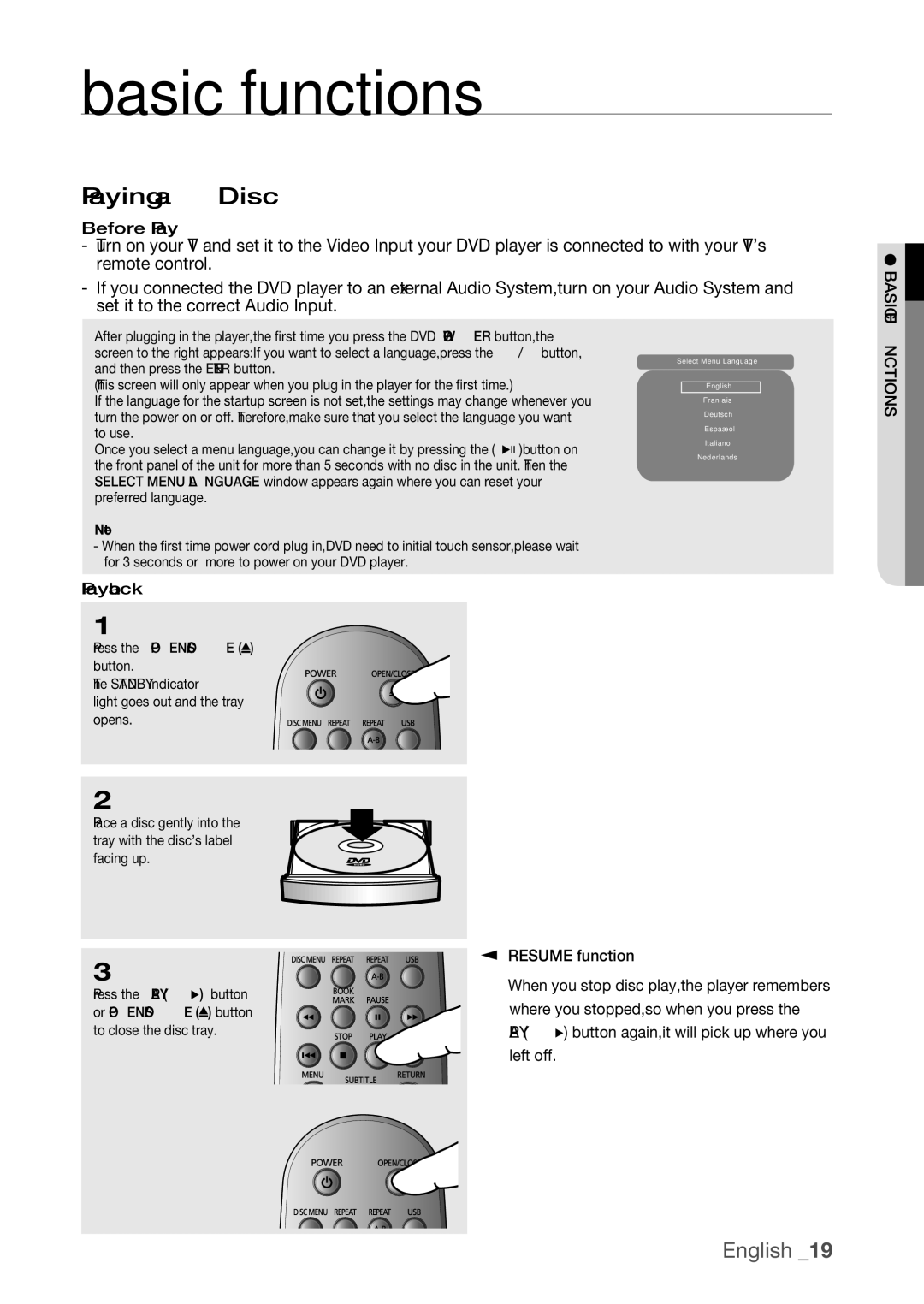 Samsung DVD-H1080R, DVD-H1080W user manual Playing a Disc, Before Play, Playback 